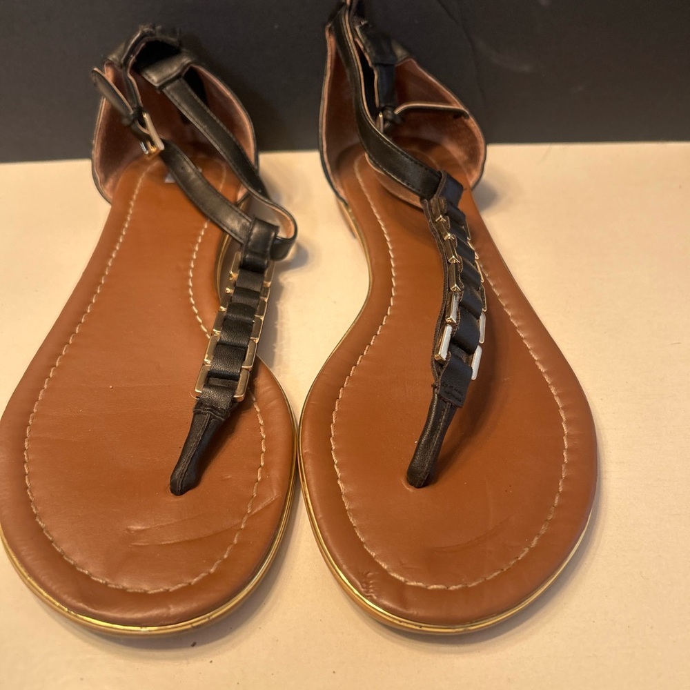 Nordstrom Black Sandals with Gold detail